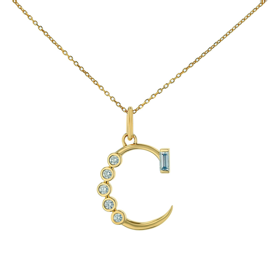 0.39ct Diamond "C" Initial Charm in 18K Yellow Gold, on 16-17" chain