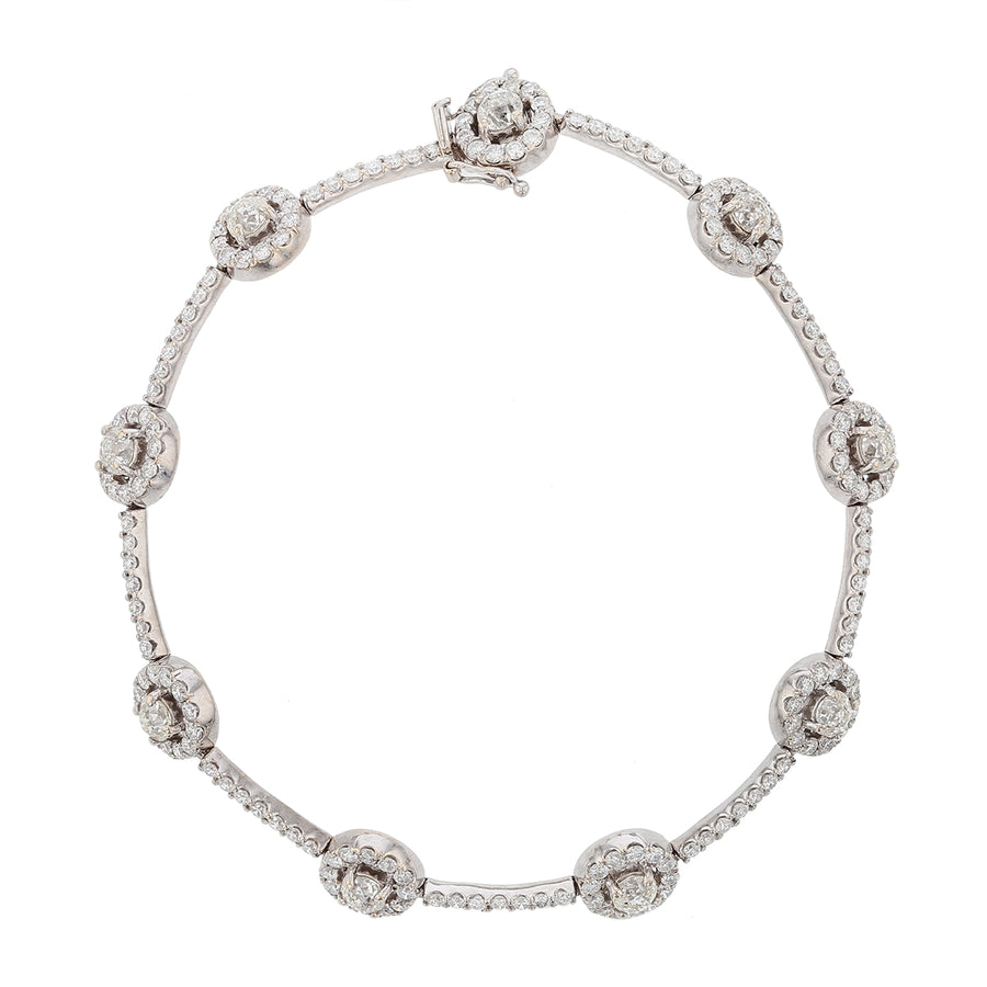 5.50Ct Diamond Station Line Bracelet in 14k White Gold, 7.5"