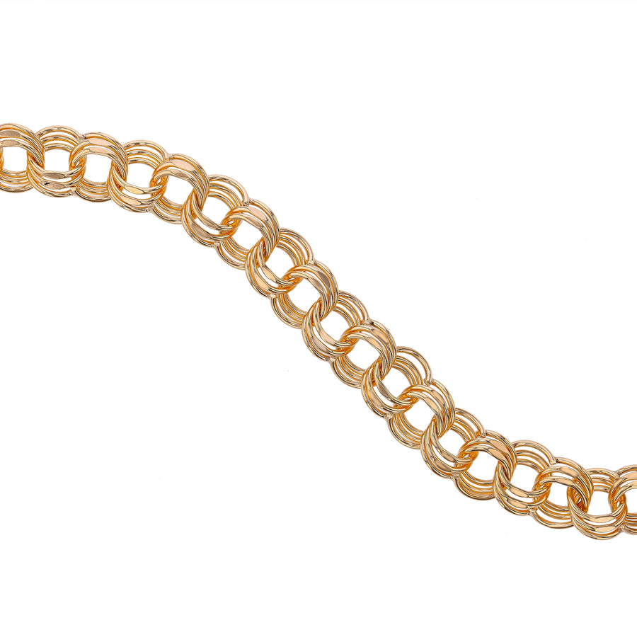 Spiral Link Charm Bracelet in 14K Yellow Gold, 7in