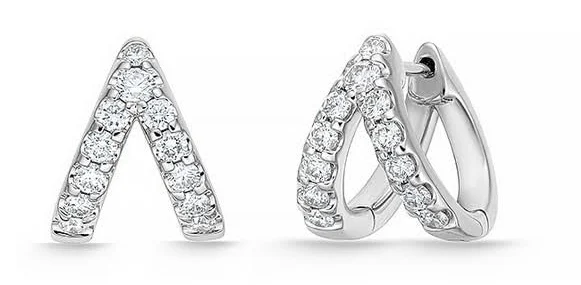 Odessa Diamond Huggie Earrings in 18K White Gold