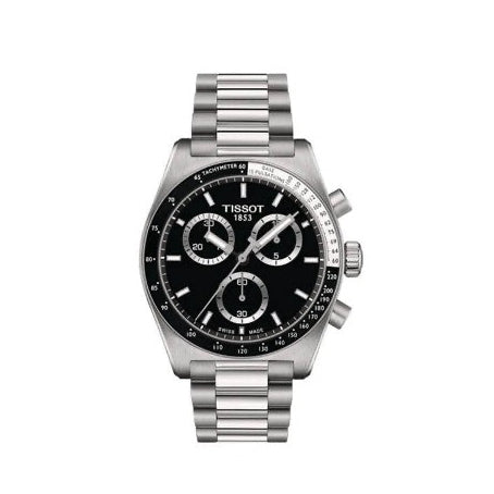 40mm PR516 Chronograph Watch with Black Dial in Stainless Steel, Bracelet