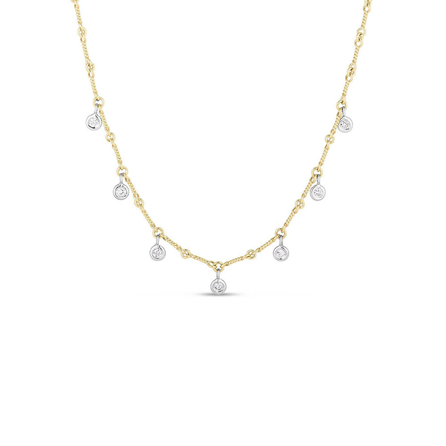 Diamonds by the Inch Diamond Station Dog Bone Necklace in 18K Yellow Gold, 18in