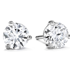 0.70-0.78ct Round Brilliant Hearts on Fire Diamond Stud Earrings in 18K White Gold