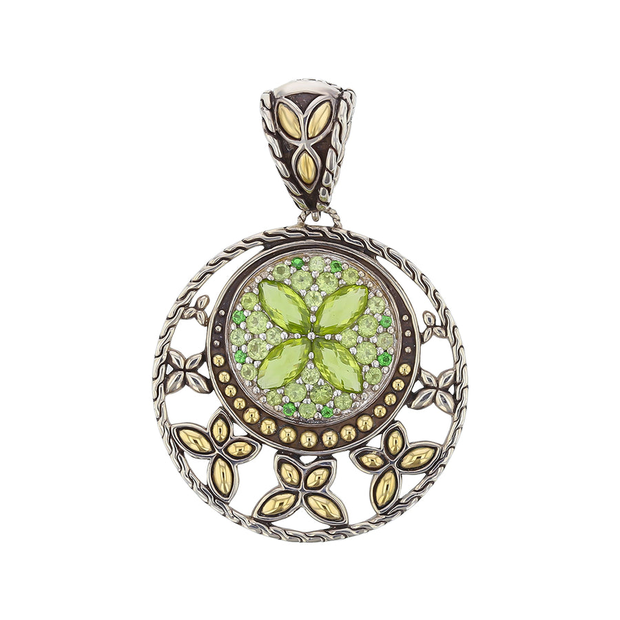 John Hardy Batu Peridot and Tsavorite Garnet Pendant in Sterling Silver and 18K Yellow Gold