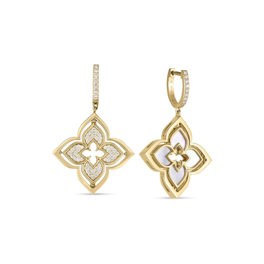 Venetian Princess 0.67ct Diamond Mother of Pear Pirouette Earrings in 18K Yellow Gold