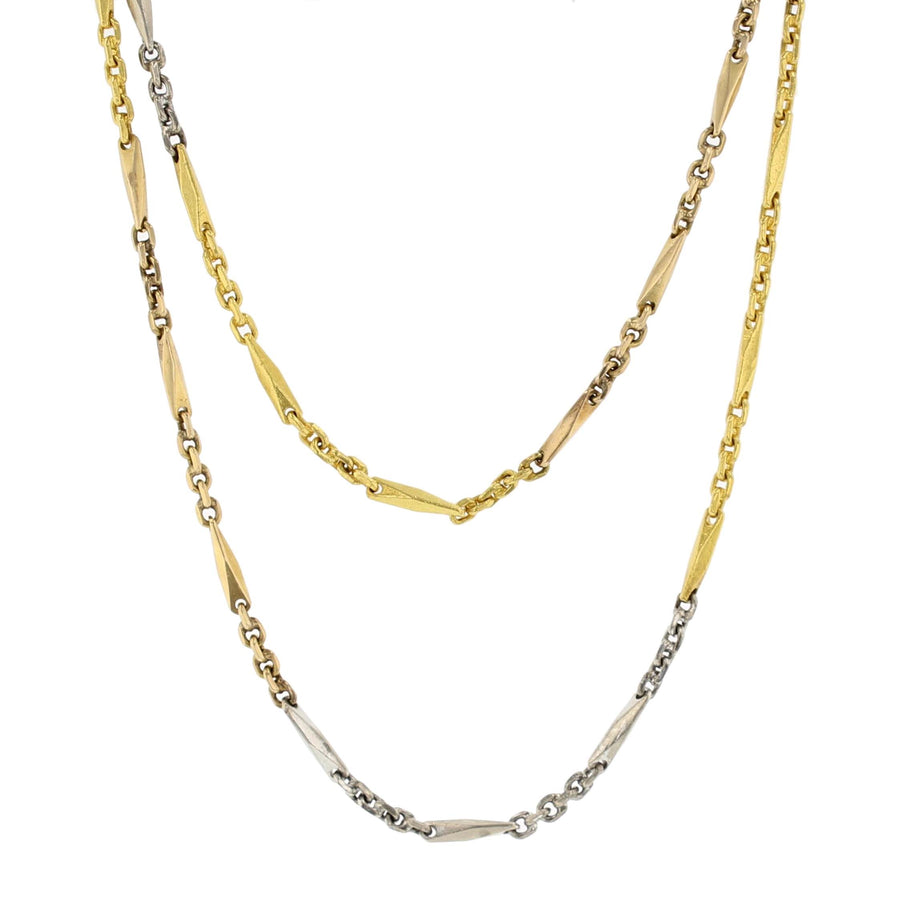 Link Necklace in 18K Yellow, White, and Rose Gold, 30.75"