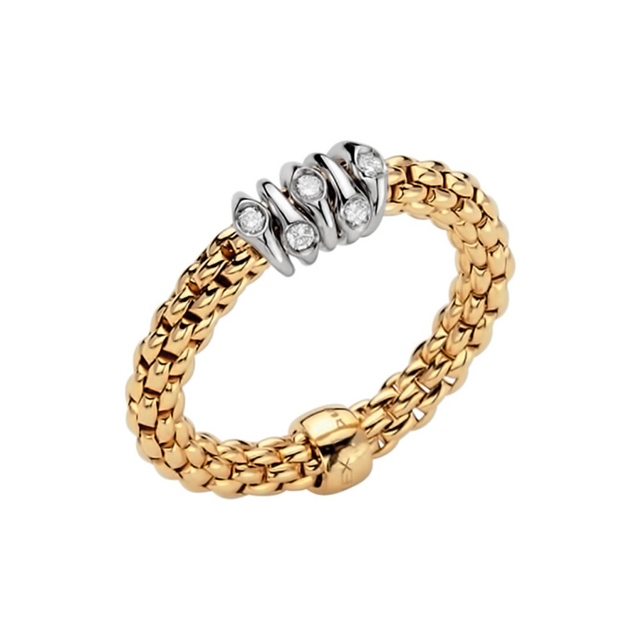 Prima Diamond Ring in 18K Yellow and White Gold, Medium