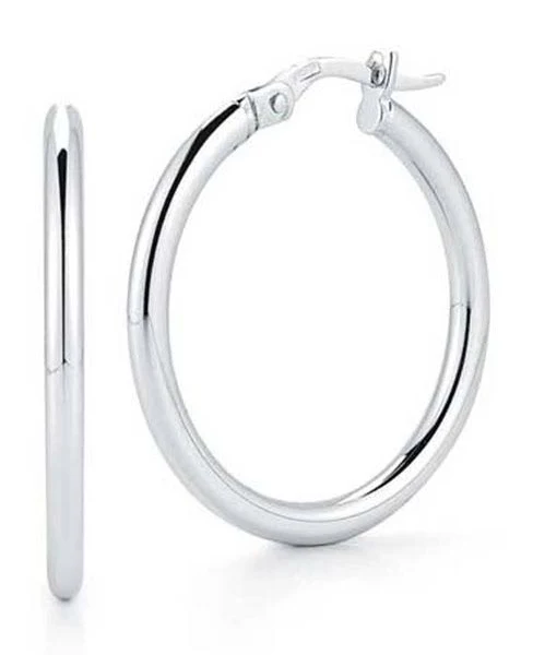Hoop Earrings in 18K White Gold, 25mm