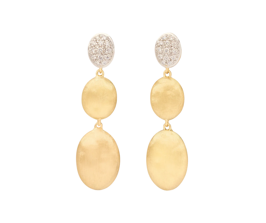 Siviglia 0.17ct Diamond Drop Earrings in 18K Yellow and White Gold