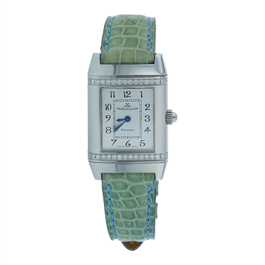 21x33mm Jaeger Lecoutre Reverso Watch with Silver Dial in Stainless Steel, Strap