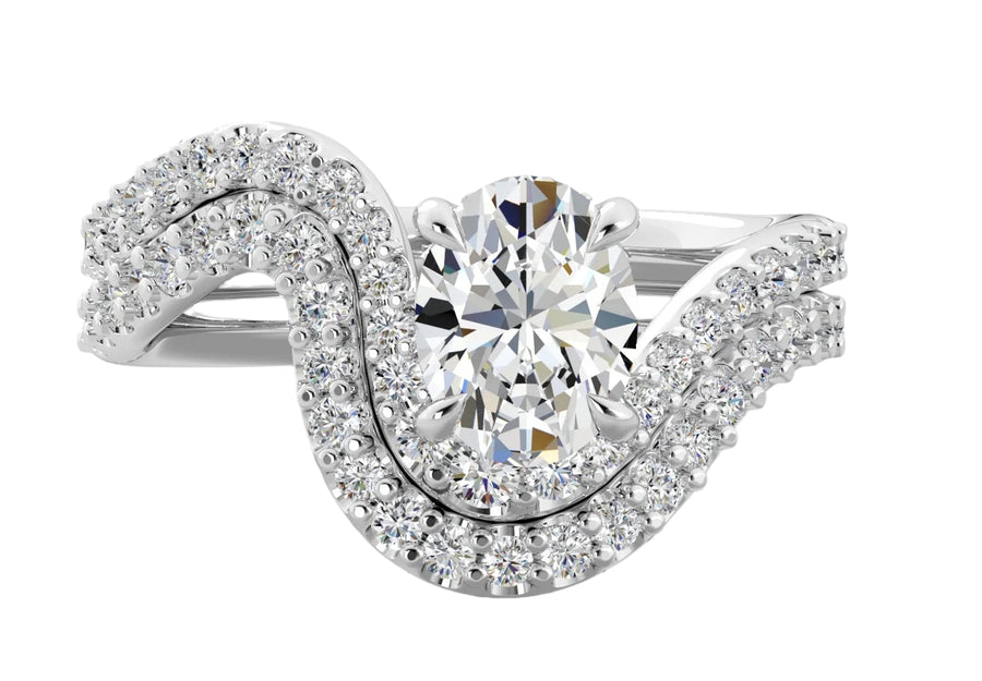 Wave 0.33ct Diamond Ring Semi Mount in Platinum for 1ct Oval Center
