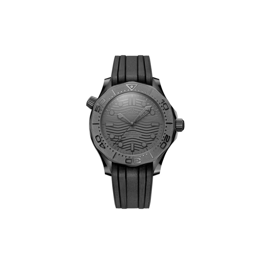 43.5mm Seamaster Diver Watch with Black Dial in Black Ceramic, Strap