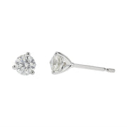 1.00ct Fire & Ice Round Brilliant Diamond 3 Prong Stud Earrings in 18K White Gold
