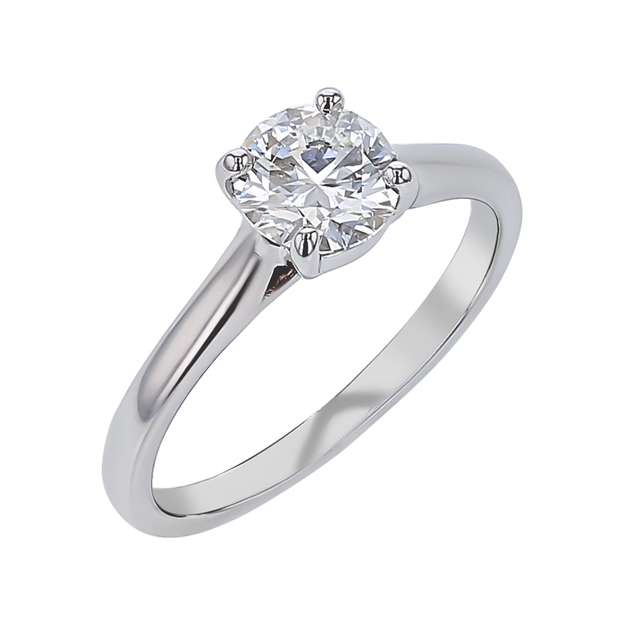 Fire & Ice 0.80ct Diamond Solitaire Trellis Ring in 18K White Gold, size 5.5