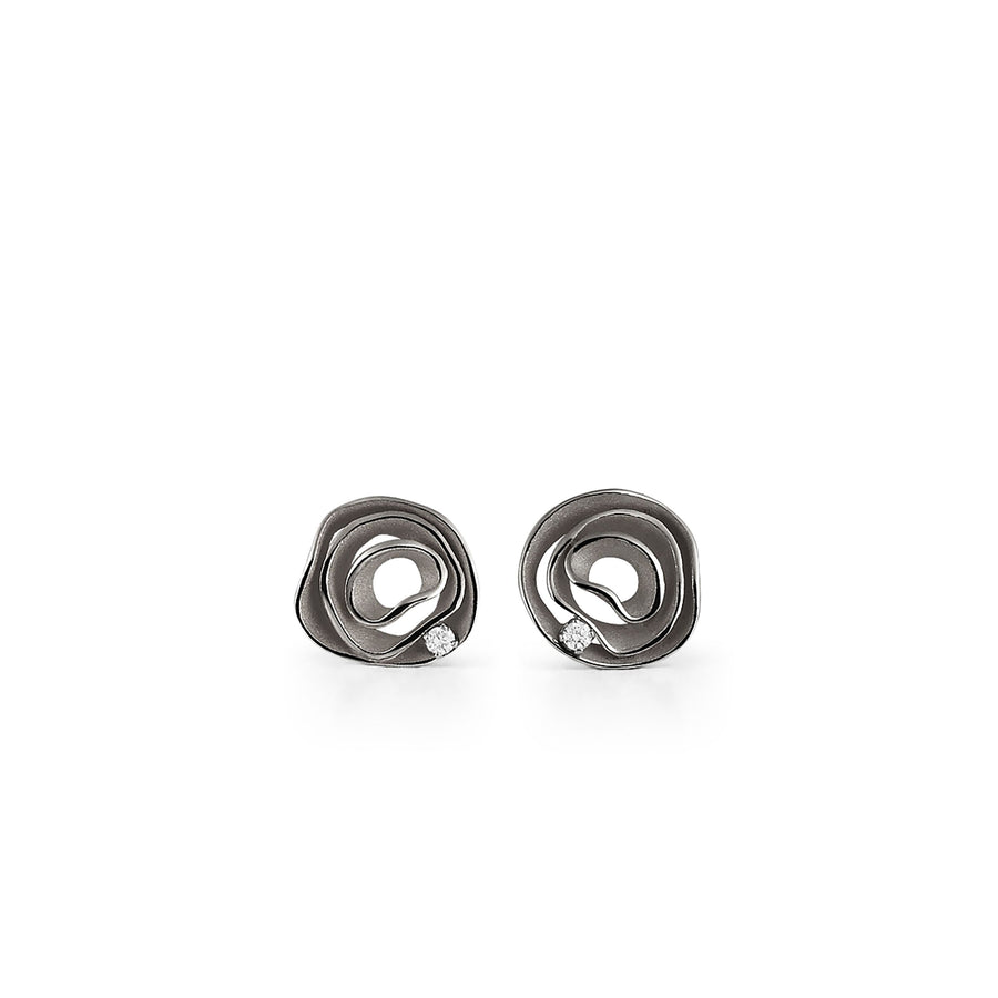Dune 0.08ct Diamond Stud Earrings in 18K Black Lava Gold