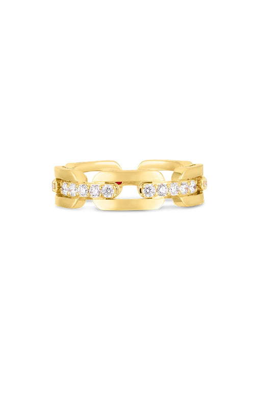 Navarra 0.55ct Diamond Hard Chain Ring in 18K Yellow Gold Size 6.5