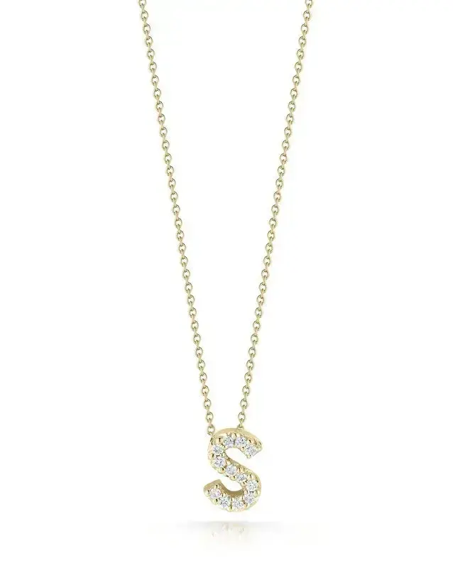 Tiny Treasures 0.05ct Diamond Love Letter "S" Pendant in 18K Yellow Gold, 16-18" chain