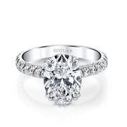Artisan Pave 2.50ct Oval Diamond and 0.65ct Round Diamond French Cut Ring in Platinum