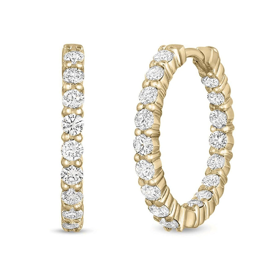 Perfect Diamond 1.00ct Diamond 22mm Hoop Earring in 18K Yellow Gold