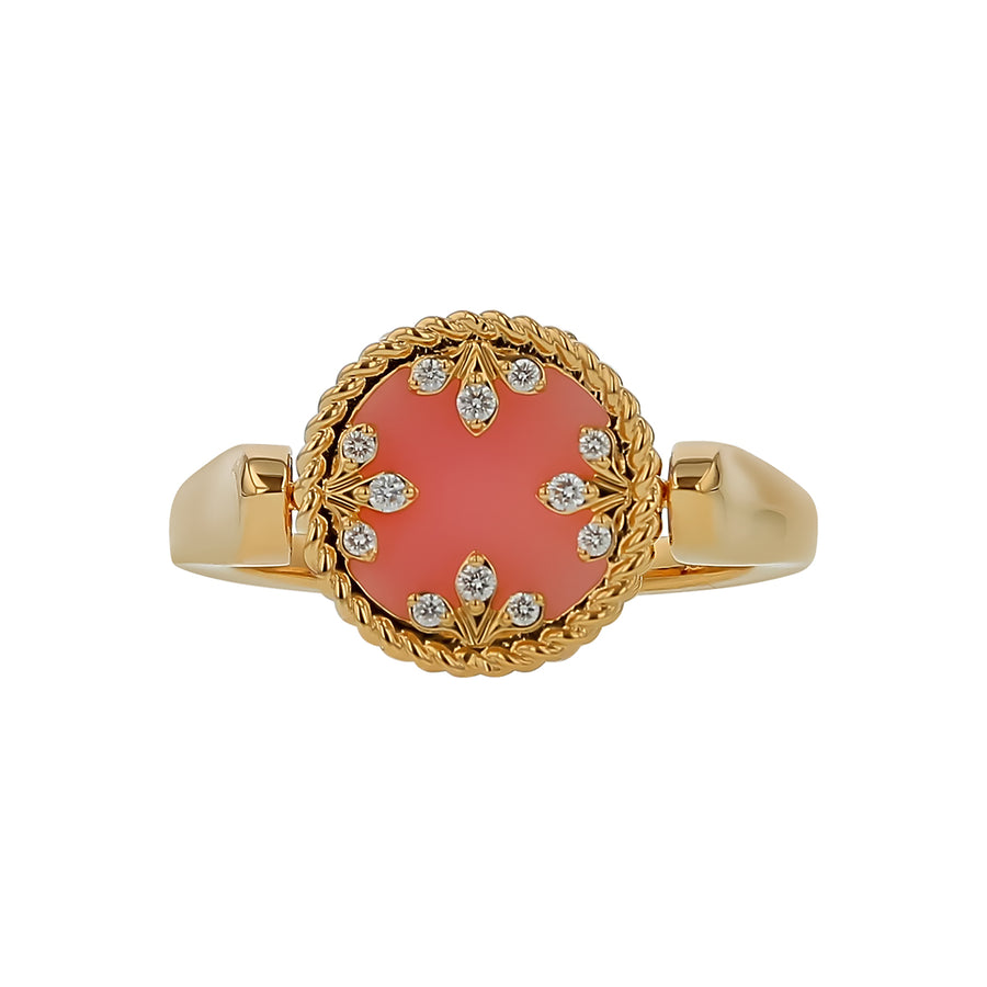 Venetian Princess 2.00ct Pink Opal and 0.05ct Diamond Reversible Ring in 18K Yellow Gold, size 6.5