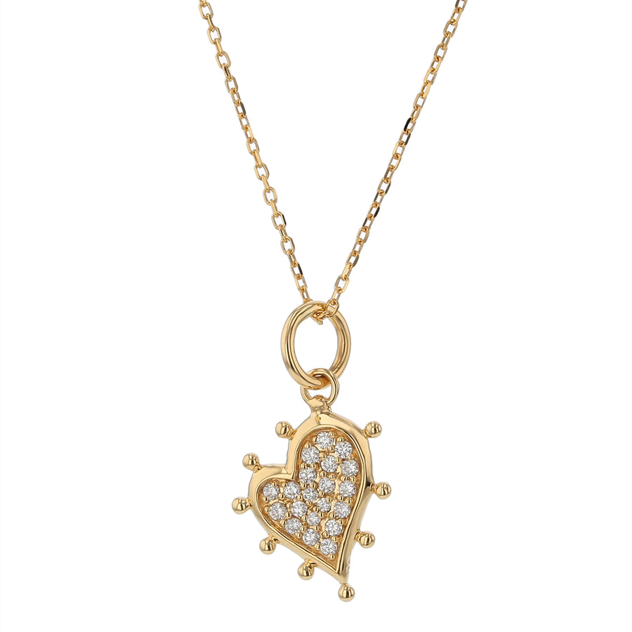 0.14Ct Diamond Pave Heart Charm with Chain in 18K Yellow Gold, 17in