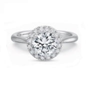 New Aire French Cut Halo Ring Semi Mount in 18K White Gold