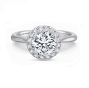 New Aire French Cut Halo Ring Semi Mount in 18K White Gold