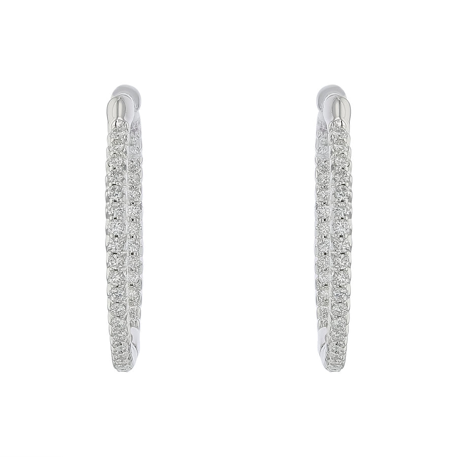 Perfect Diamond 0.56ct Diamond 25mm Inside Out Pave Hoops Earrings in 18K White Gold
