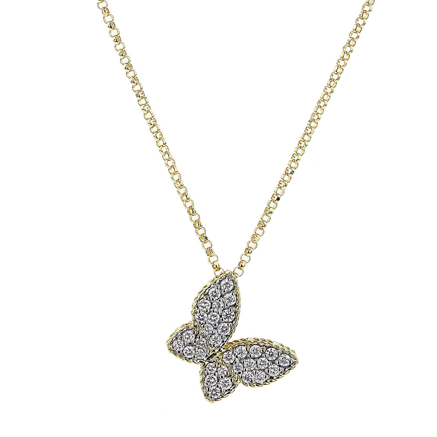 Princess Butterfly 0.25ct Diamond Pendant in 18K Yellow Gold, 18" chain