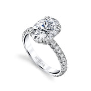 Artisan Pave 2.50ct Oval Diamond and 0.65ct Round Diamond French Cut Ring in Platinum