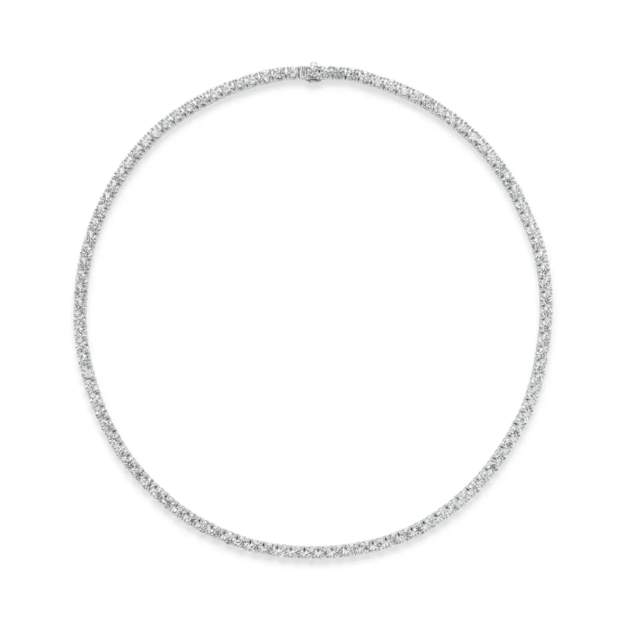 11.99ct Diamond Tennis Necklace in 18K White Gold, 18"