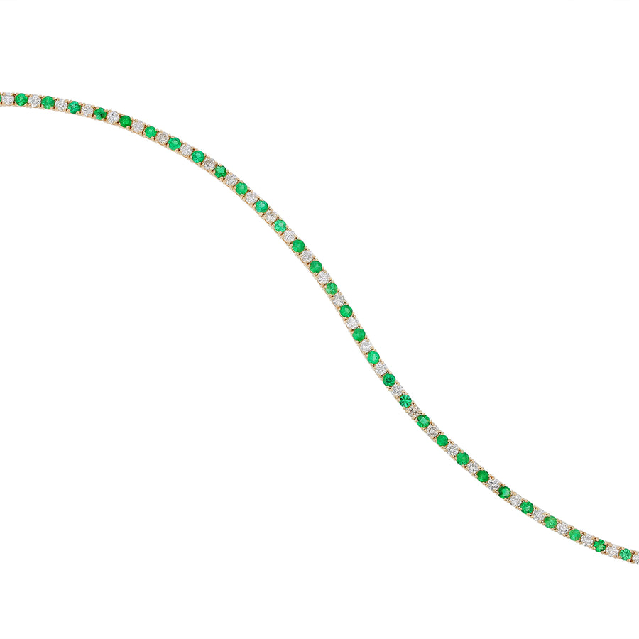 1.95ct Diamond and 1.75ct Columbian Emerald Alternating Tennis Bracelet in 14K Yellow Gold, 7"