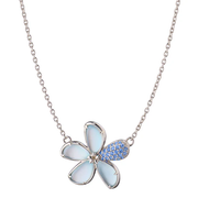 4.35ct Mother of Pearl and 0.22ct Blue Topaz Flower Necklace in Sterling Silver, 18" chain