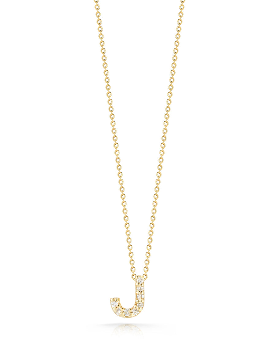 Love Letter Diamond "J" Pendant in 18K Yellow Gold, 18in