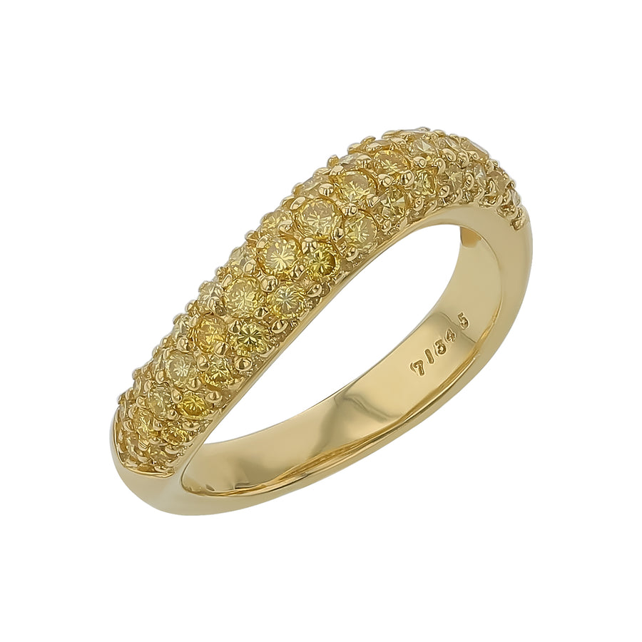 0.88ct Canary Diamond Contoured Ring in 18K Yellow Gold, Size 6.25