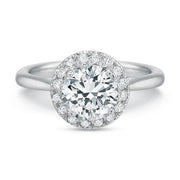 New Aire French Cut Halo Ring Semi Mount in 18K White Gold