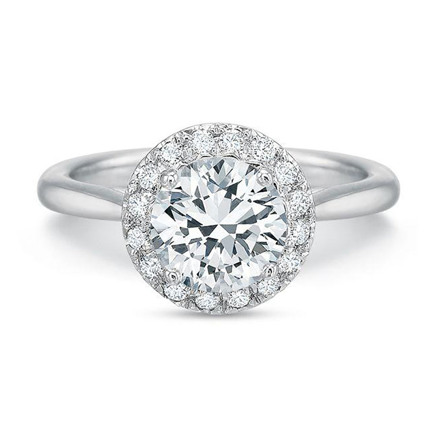 New Aire French Cut Halo Ring Semi Mount in 18K White Gold