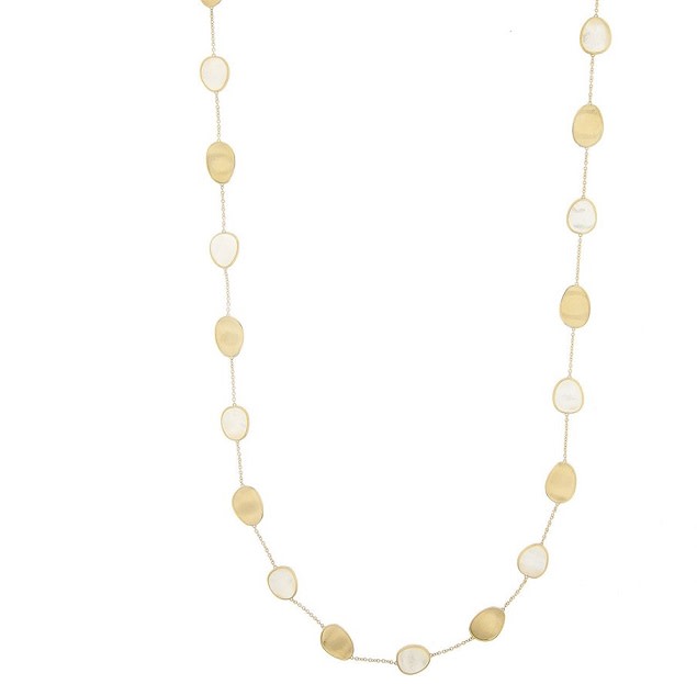 Lunaria Mother of Pearl Necklace in 18K Yellow Gold, 36"