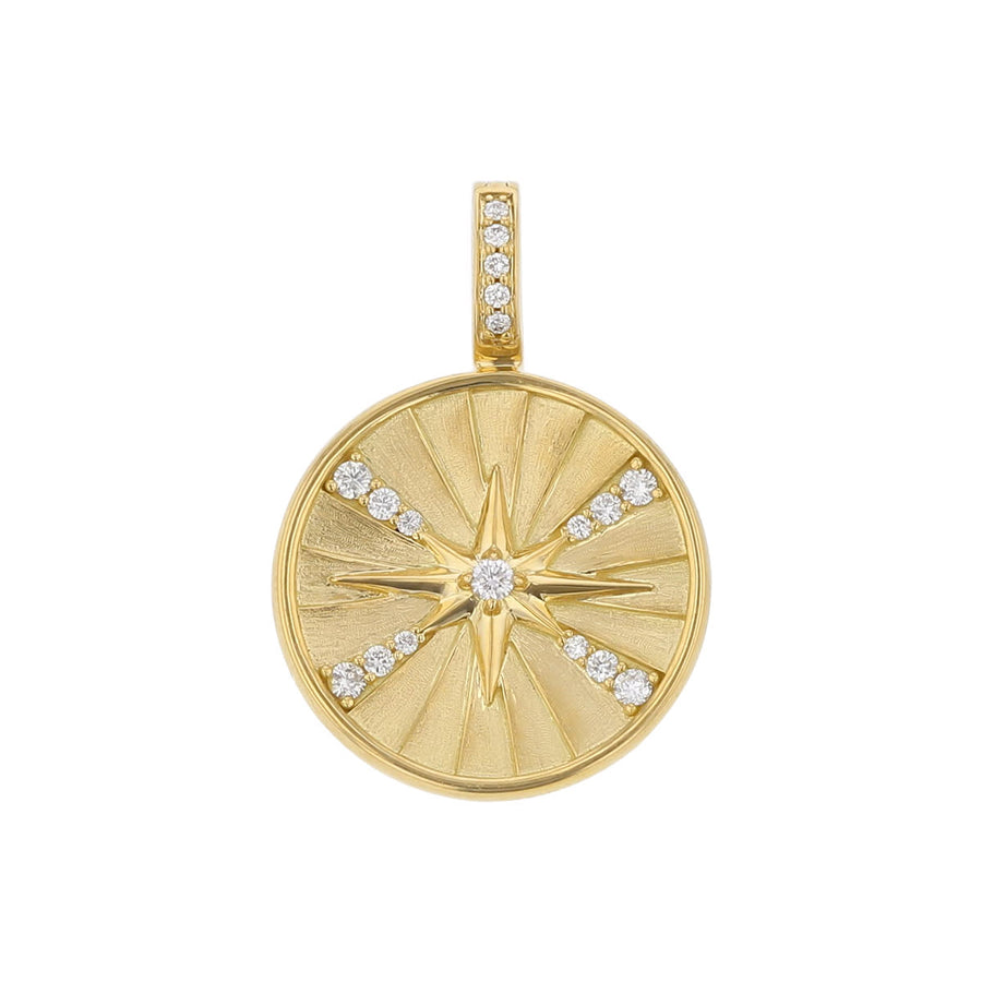 Star 0.17ct Diamond Medallion Pendant in 18K Yellow Gold, without chain