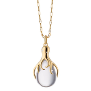 Intuition 21.09ct Rock Crystal and 0.01ct Diamond Octopus Pendant in 18K Yellow Gold, 17" chain