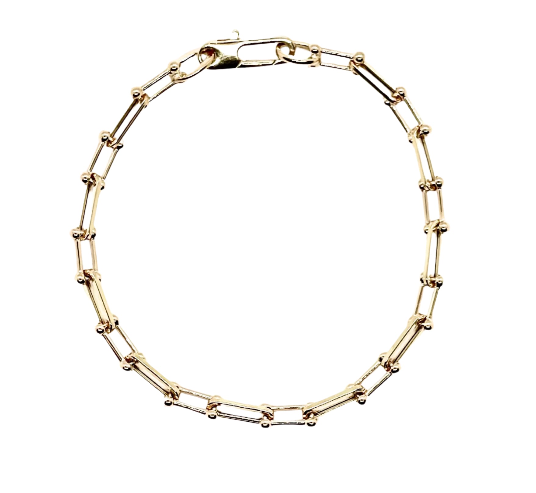 Alternating Paperclip Link and Fancy Link Bracelet in 18K Yellow Gold, 7in