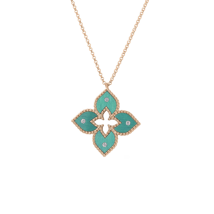 Venetian Princess 0.04ct Diamond Pendant in 18K Rose Gold and Green Titanium, 17" chain