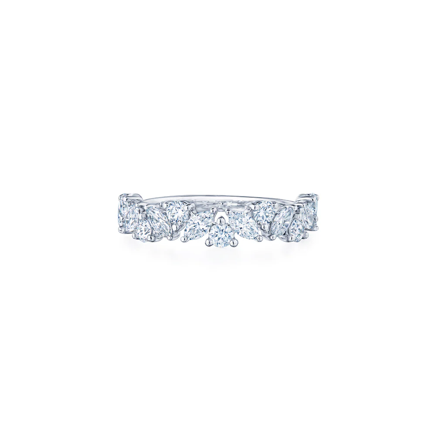 American Beauty 1.12ct Round and Marquise Diamond Band in 18K White Gold, size 5.75