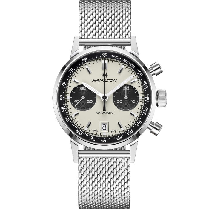 40mm American Classic Intra-Matic Auto Chrono Watch with White Dial in Stainless Steel, Bracelet