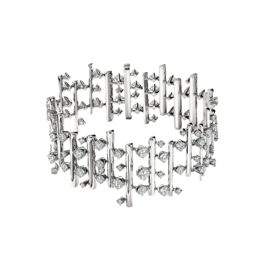 Barre 11.00ct Diamond Multi-Row Bracelet in 18K White Gold, 7"