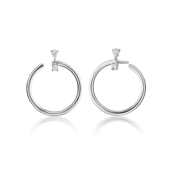 Galaxy Wrap White Sapphire Hoop Earrings in Sterling Silver
