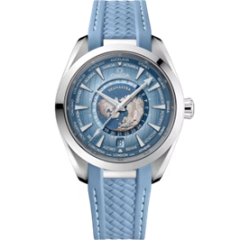 43mm Seamaster Aqua Terra Worldtimer Watch with Blue Dial in Stainless Steel, Strap