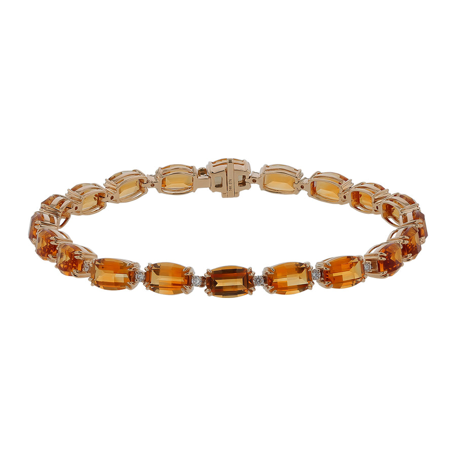 Citrine and Diamond Bracelet in 14K Yellow Gold, 7in
