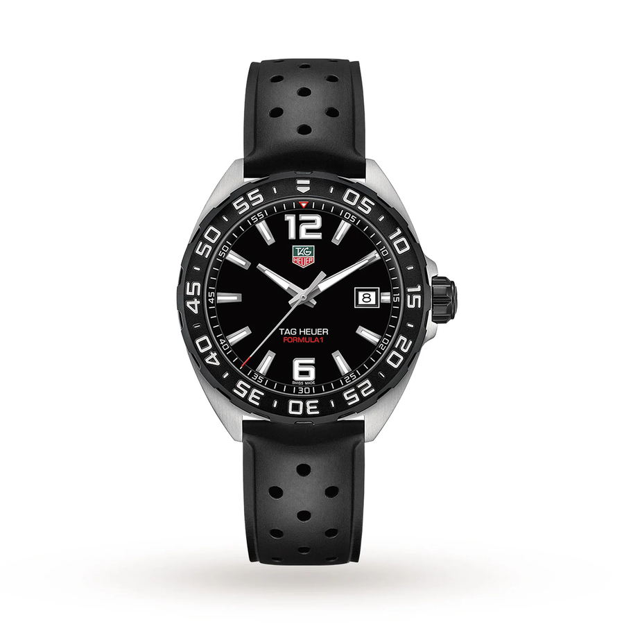 41mm Tag Heuer Formula 1 Watch with Black Dial in Stainless Steel, Strap