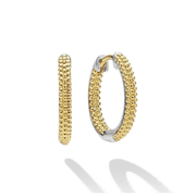 Caviar Lux Hoop Earrings in 18K Yellow Gold and Sterling Silver
